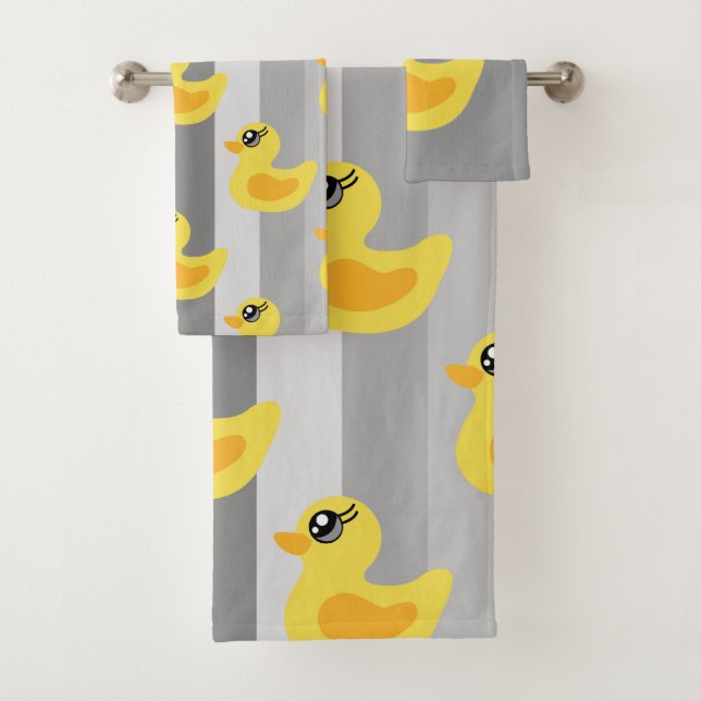 Canards jaunes mignons sur bandes grises (En situation)