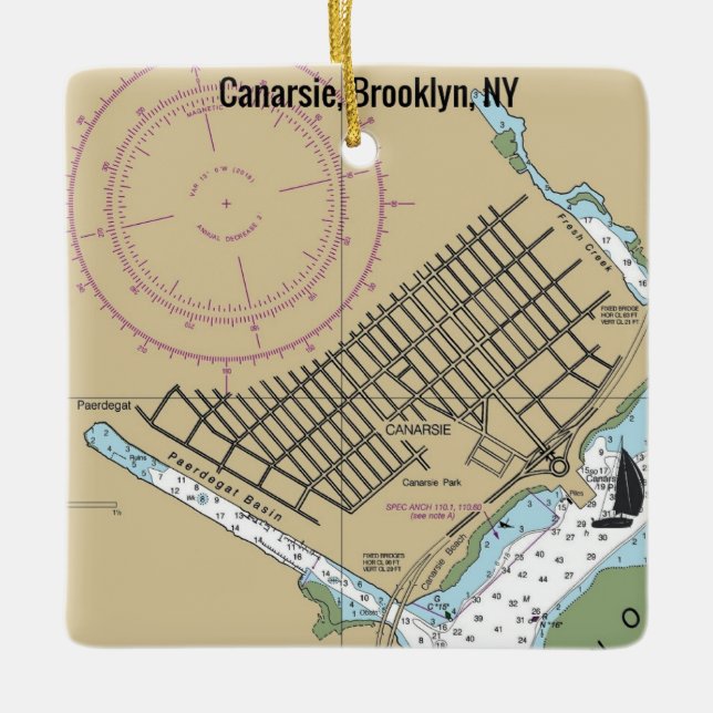 Canarsie, Brooklyn NY Chart Keramikornament (Vorderseite)