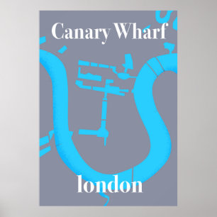 Canary Wharf London Karte Reiseplakat Poster