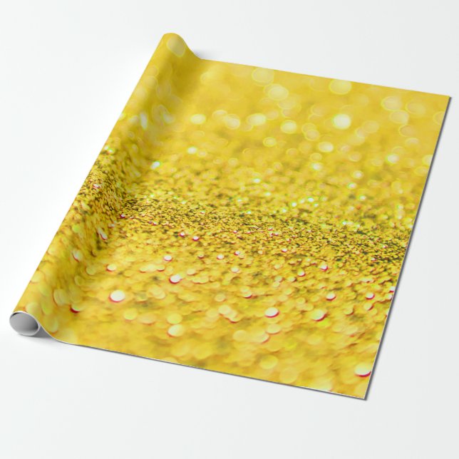 Canary Yellow Glitzer Design Geschenkpapier (Ungerollt)