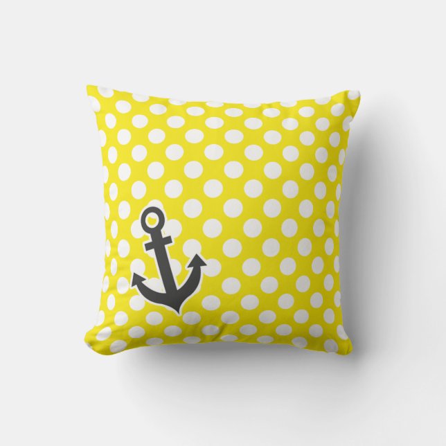 Canary Yellow Polka Dots; Anker Kissen (Vorderseite)