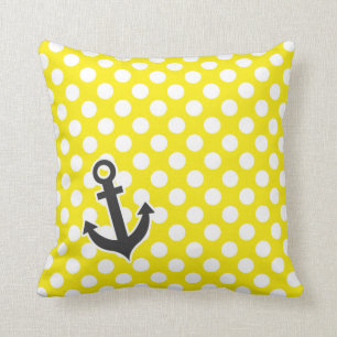 Canary Yellow Polka Dots; Anker Kissen