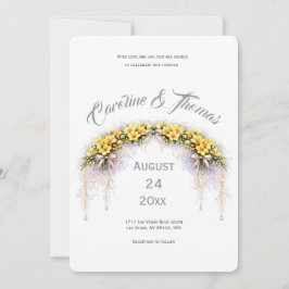 Canary Yellow Romantic Freesia  Floral Wedding Einladung