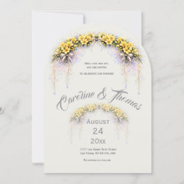 Canary Yellow Romantic Freesia  Floral Wedding Einladung