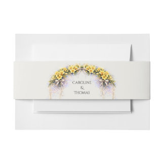 Canary Yellow Romantic Freesia  Floral Wedding Einladungsbanderole