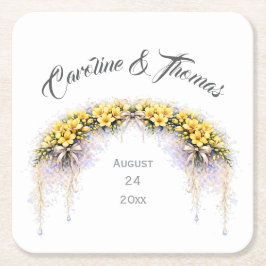 Canary Yellow Romantic Freesia  Floral Wedding Rechteckiger Pappuntersetzer