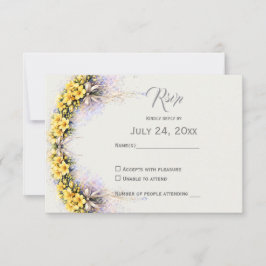 Canary Yellow Romantic Freesia  Floral Wedding RSVP Karte