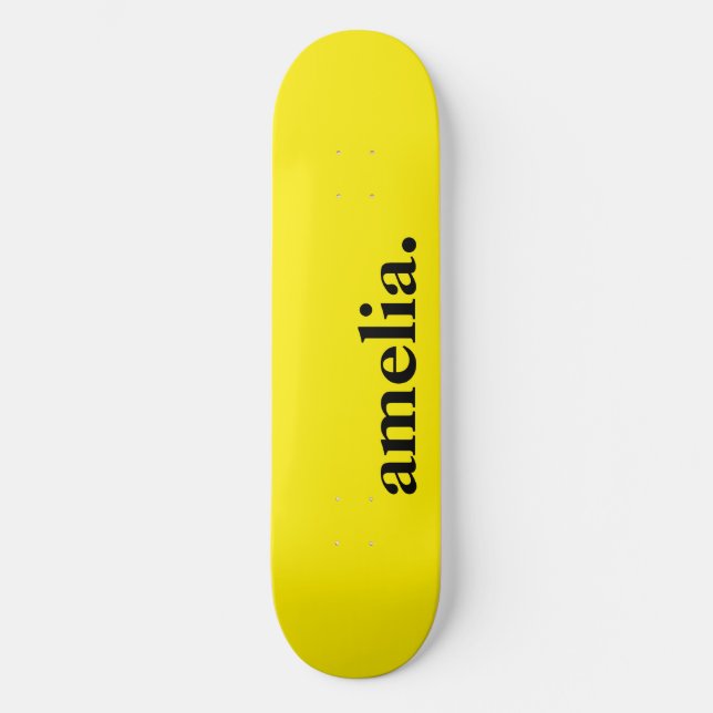 Canary Yellow Solid Color Eleganter Name Skateboard (Vorderseite)
