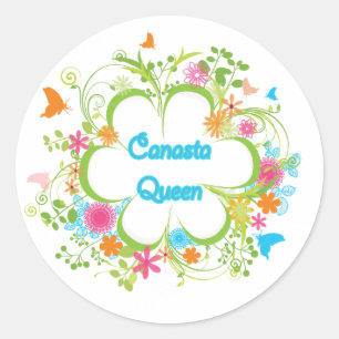 Canasta Queen Runder Aufkleber