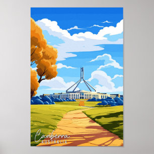 Canberra Australia Art Vintage Reise Illustration Poster