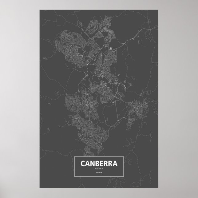 Canberra, Australia (white on black) Poster (Vorne)
