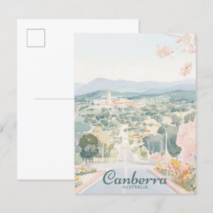 Canberra Australien Gouache-Illustration Reise Postkarte