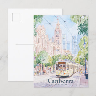 Canberra Australien Gouache-Illustration Reise Postkarte