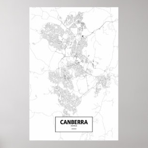 Canberra, Australien (Schwarzes auf Weiß) Poster