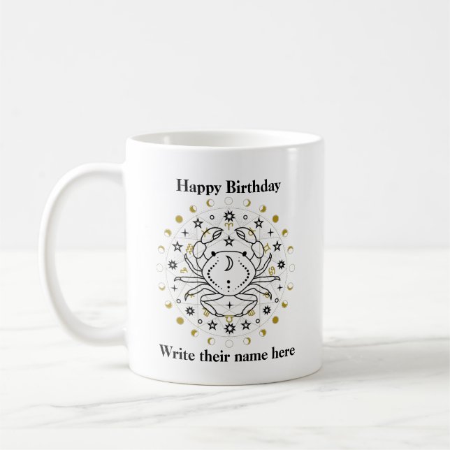 Cancer Astrologie Anniversaire Mug 21 juin-22 juil (Gauche)