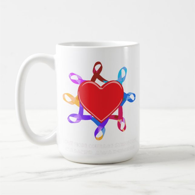 Cancer Awareness Heart Ribbon | Love Hope Courage  Kaffeetasse (Links)