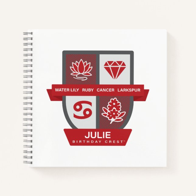 Cancer Birthday Crest™ for July 1-22 Notizbuch (Vorderseite)