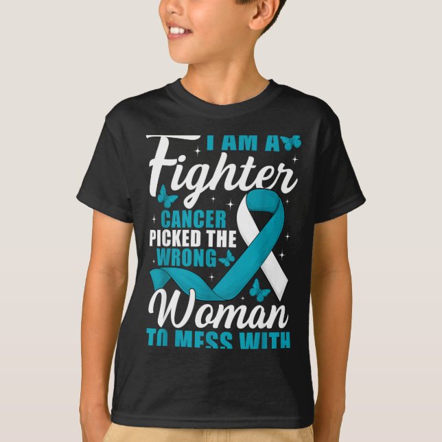 Cancer Cked Wrong Woman Cervical Cancer Awareness  T-Shirt (Vorderseite)