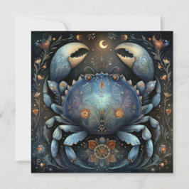 Cancer Crab Zodiac Astrology Celestial Birthday Karte