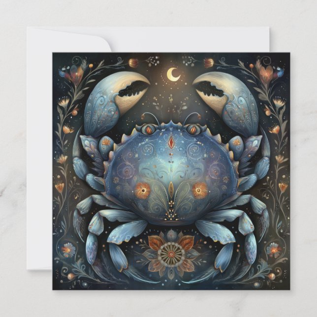 Cancer Crab Zodiac Astrology Celestial Birthday Karte (Vorderseite)