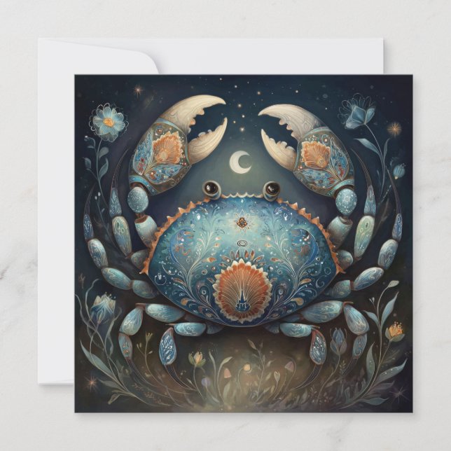 Cancer Crab Zodiac Astrology Mystical Birthday Karte (Vorderseite)