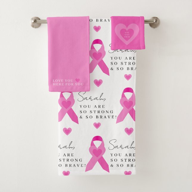 Cancer du sein Ensemble de serviettes personnalisé (En situation)