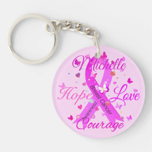 Cancer du sein Hope Love Courage Porte - clé