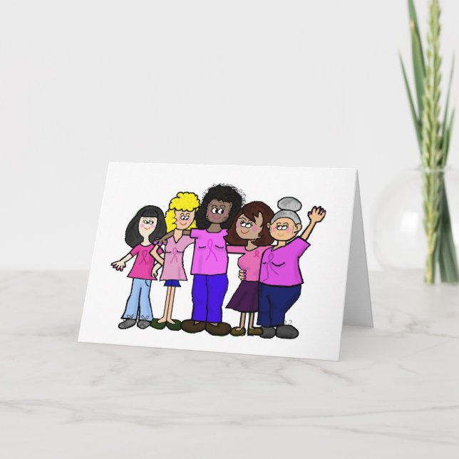 Cancer du sein - Les femmes en rose carte de voeux (Devant)