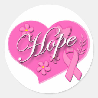 Cancer du sein ruban rose HOPE Sticker rond coeur