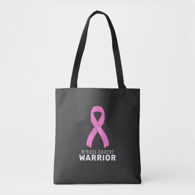 Cancer du sein Ruban Sac fourre-tout noir (Devant)