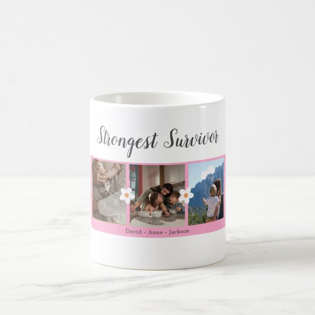 Cancer du sein Survivant Trois photos Collage Mug (Centre)