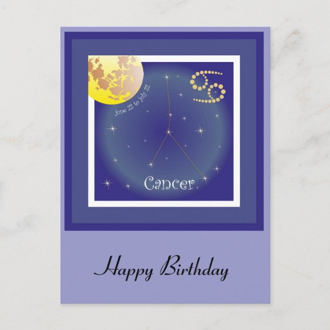 Cancer June 22 to July 22 Postkarte (Vorderseite)