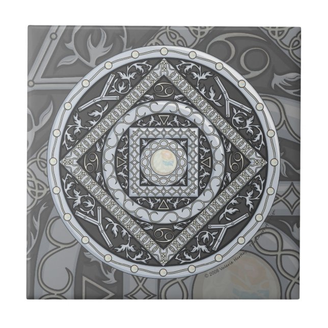 Cancer Mandala Tile Fliese (Vorderseite)