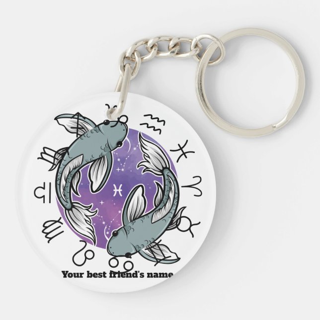 Cancer Pisces Zodiac Acrylic Keychain (Dos)