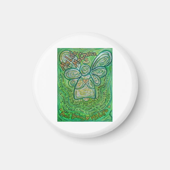 Cancer Poem Green Angel Art Custom Magnet (Devant)