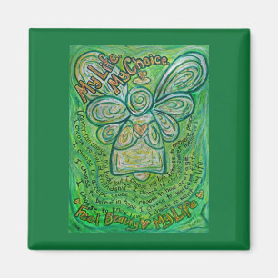 Cancer Poem Green Angel Art Magnets personnalisés