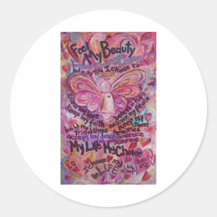 Cancer rose Ange Poème Autocollants d'art personna