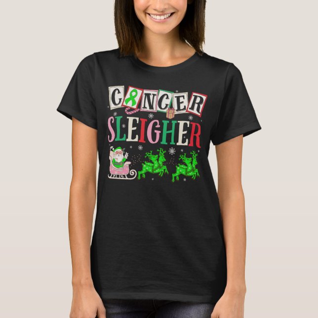 Cancer Sleigher Christmas Santa Lymphoma T-Shirt (Vorderseite)