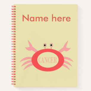 Cancer Star Sign Crab Spiral Notebook Notizbuch