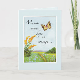 Cancer Support Get Well Butterfly and Countryside Karte
