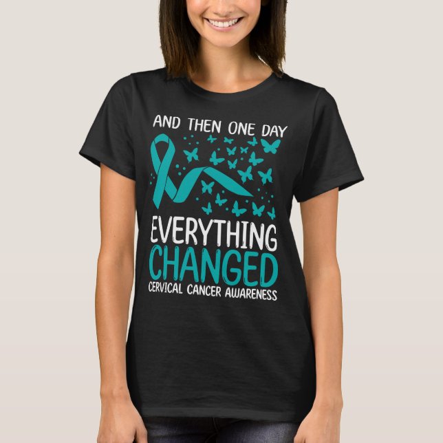 Cancer Warrior Ribbon Cervical Cancer Awareness T-Shirt (Vorderseite)