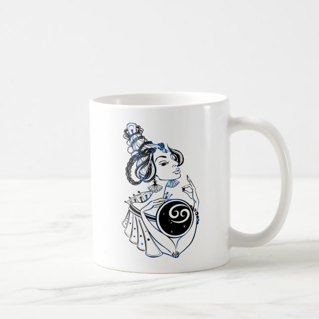 Cancer Zodiac Art Deco Lady Kaffeetasse (Rechts)