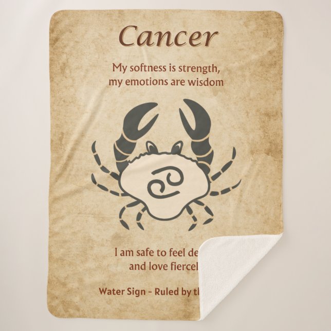 Cancer Zodiac Design with Intuitive Affirmations Sherpadecke (Vorderseite)