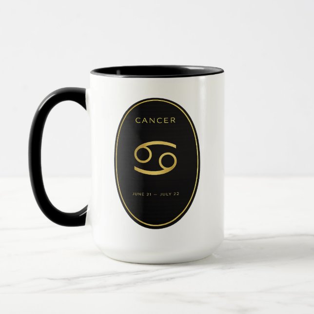 Cancer Zodiac Gold Oval Emblem Mug | Luxury Astrol (Gauche)
