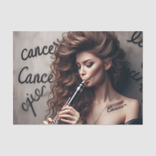 Cancer Zodiac Musician Klarinette Decoupage Seidenpapier (Vorderseite)