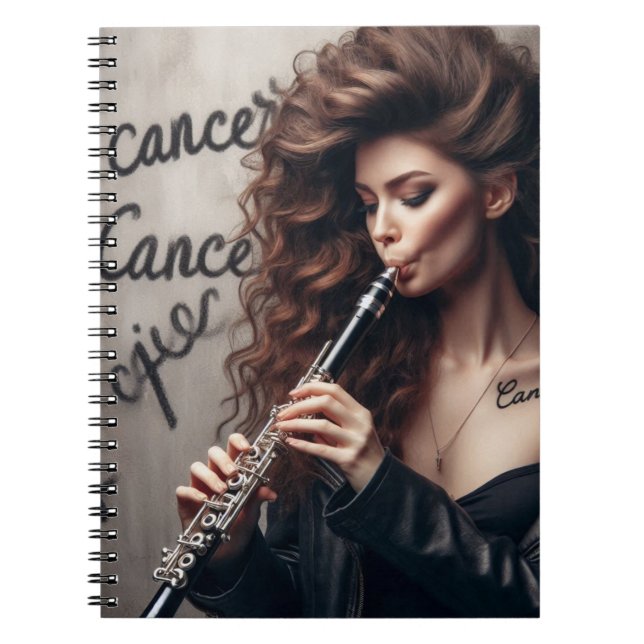 Cancer Zodiac Musician Klarinette Notizblock (Vorderseite)