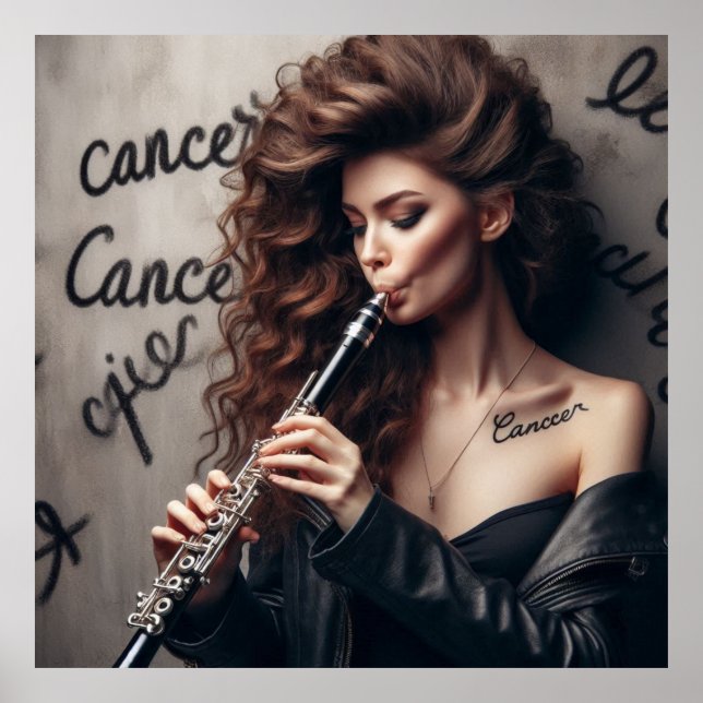 Cancer Zodiac Musician Klarinette Poster (Vorne)
