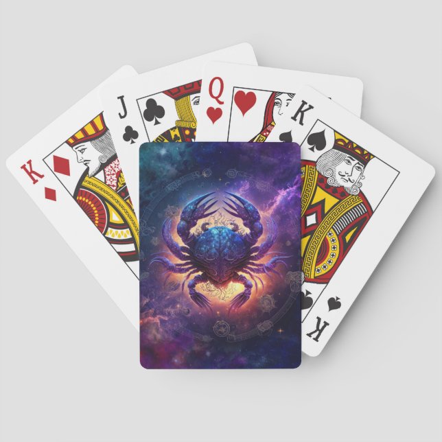 Cancer Zodiac-Schild Wasserfarbdesign Spielkarten (Rückseite)