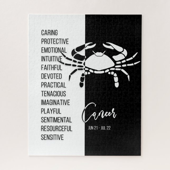 Cancer Zodiac Sign, Black & White Jigsaw Puzzle (Vertikal)