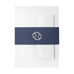 Cancer Zodiac Symbol Navy Blue Carbon Fibre Print Einladungsbanderole